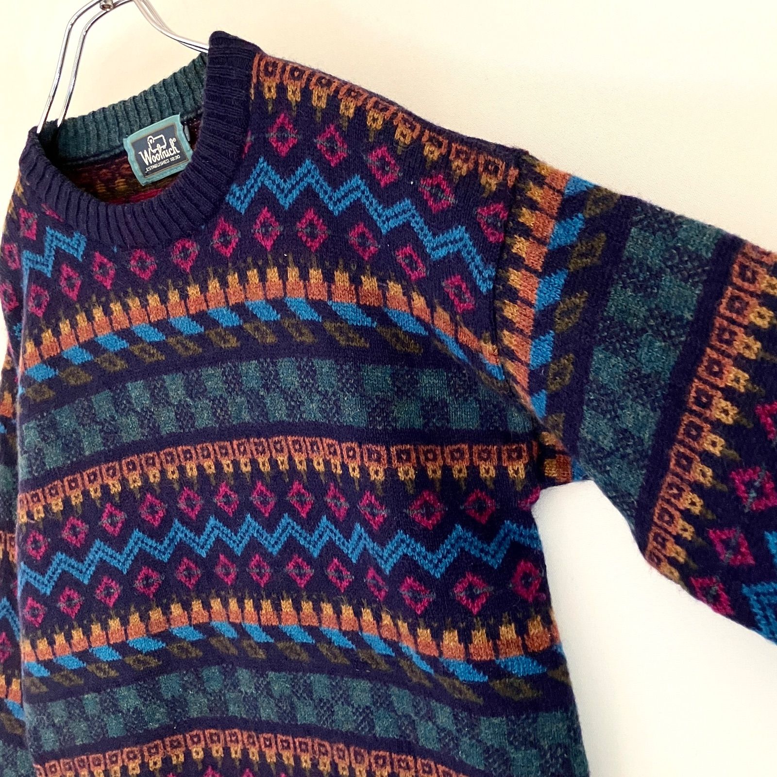 80sウールリッチ Woolrich☆アシックスタグ☆フェアアイルセーター