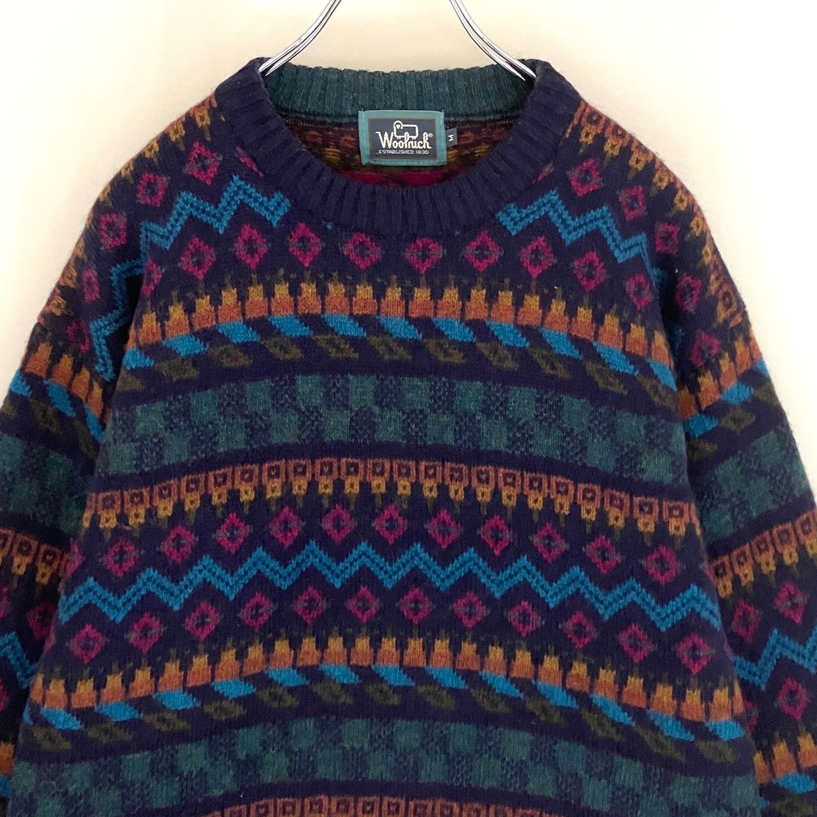 80sウールリッチ Woolrich☆アシックスタグ☆フェアアイルセーター