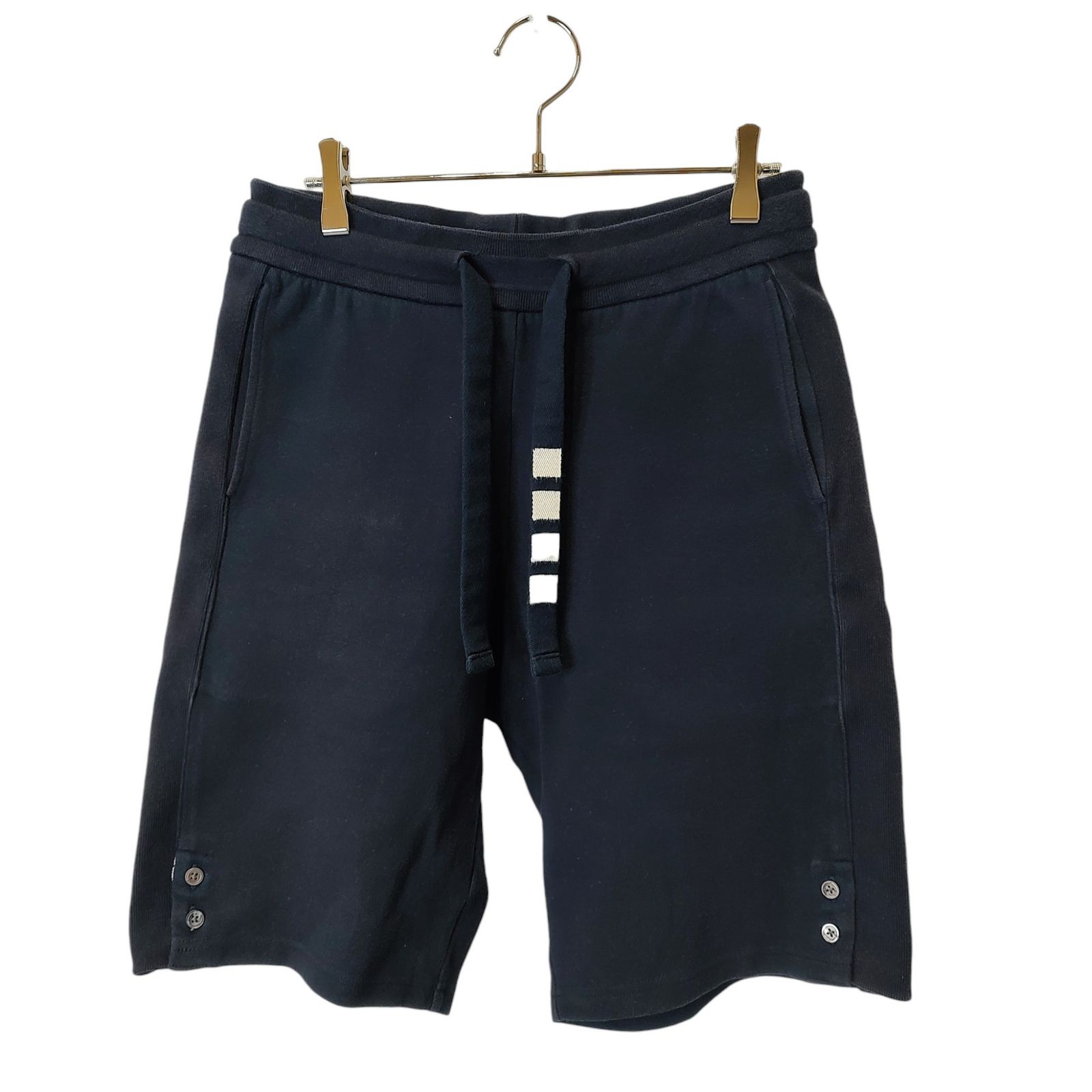 THOM BROWNE トム ブラウン コンパクト ダブルニット コットン サイド ベント 4 BAR スウェット ショーツ MJQ 093 A- 0 ネイビー メンズ