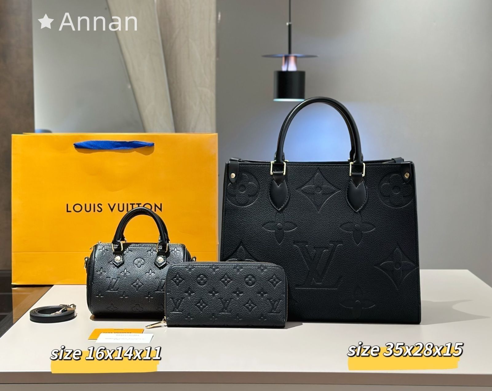 上 LV LOUIS VUITTON ルイヴィトン オンザゴー MM トートバッグショルダーバッグ 財布 3点セット