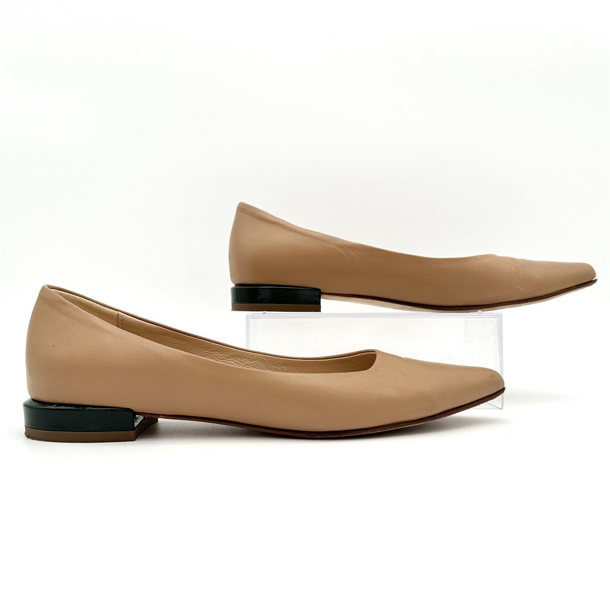 FABIO RUSCONI フラットシューズ 本革 ポインテッドトゥ ブラウン