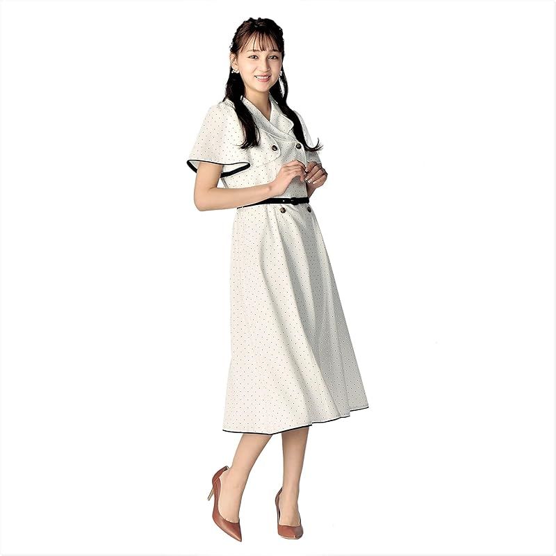 レッセパッセ カジュアルドレス ﾊﾞｲｶﾗｰﾄﾚﾝﾁﾜﾝﾋﾟｰｽ レディース ﾎﾜｲﾄ 36号