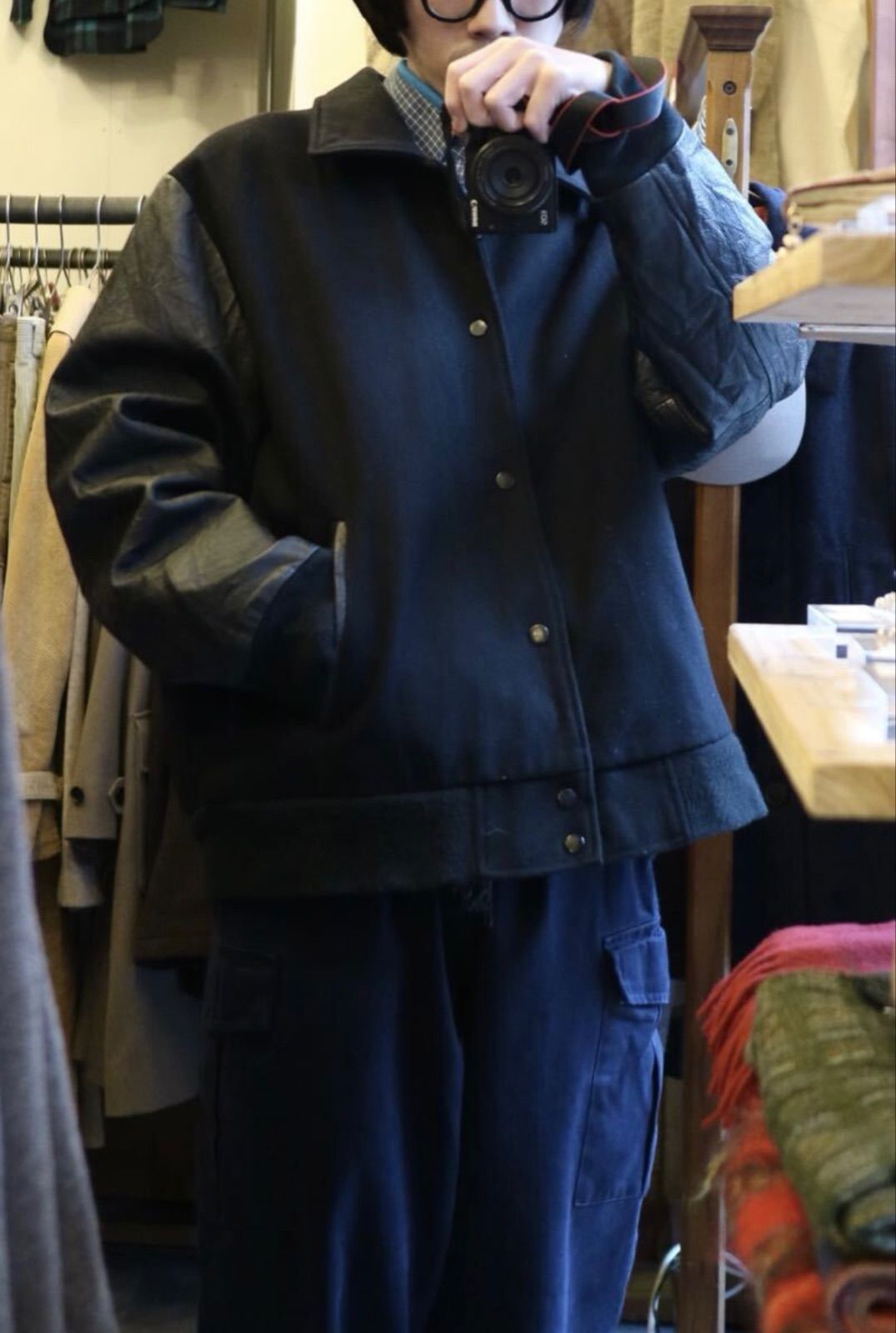 90 s USA スタジアム ジャンパー | L ウール ポリ レーヨン ブラック スタジャン ビンテージ O 5-11039-9429