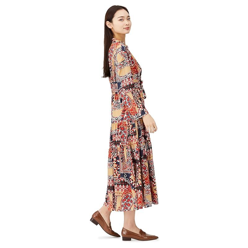 グレースコンチネンタル 2025 AW ﾍﾟｲｽﾞﾘｰﾊﾟﾀｰﾝﾌﾟﾘﾝﾄﾜﾝﾋﾟｰｽ レディース 06 ﾚｯﾄﾞ