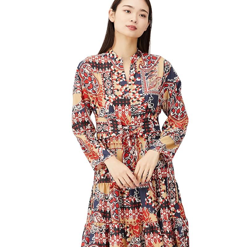  グレースコンチネンタル 2025 AW ﾍﾟｲｽﾞﾘｰﾊﾟﾀｰﾝﾌﾟﾘﾝﾄﾜﾝﾋﾟｰｽ レディース 06 ﾚｯﾄﾞ ファッション雑貨 ベビー キッズ