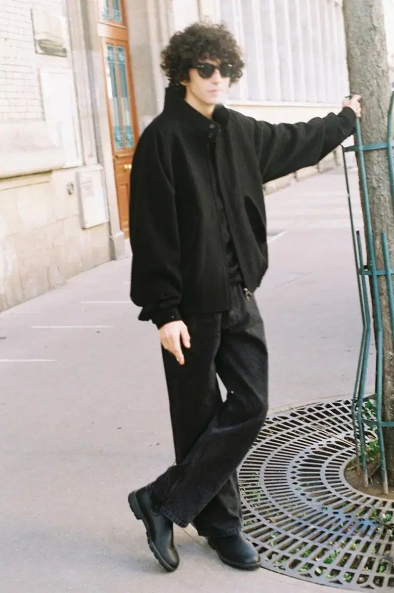  トマス モア ウール ハリントンジャケット ブラック L テーラードジャケット ジャケット アウター