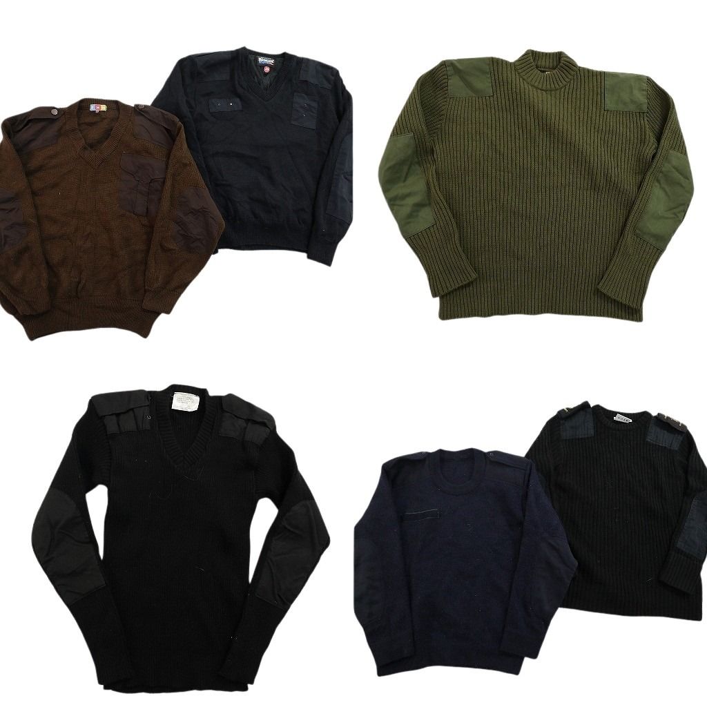 古着卸 まとめ売り 実物 民間MIX コマンドセーター セット メンズ M Vネック ブラック ブラウン 古着 ND 3620