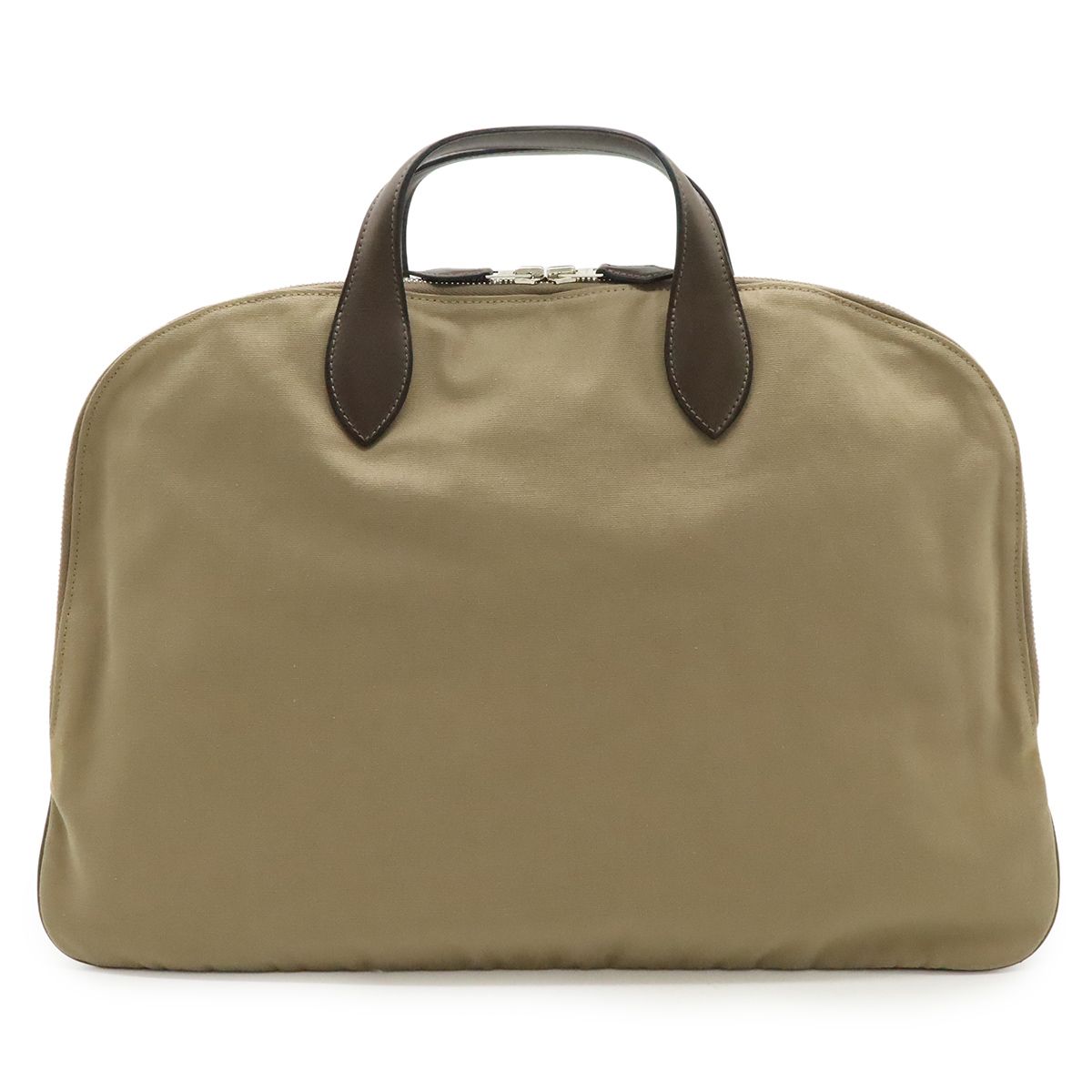 HERMES エルメス エディト42 ビジネスバッグ ブリーフケース 書類カバン ハンドバッグ キャンバス レザー グレージュ シルバー金具 □M刻印