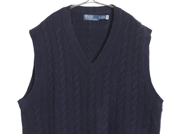ポロ ラルフローレン Vネック ケーブル ニット ベスト メンズ XL