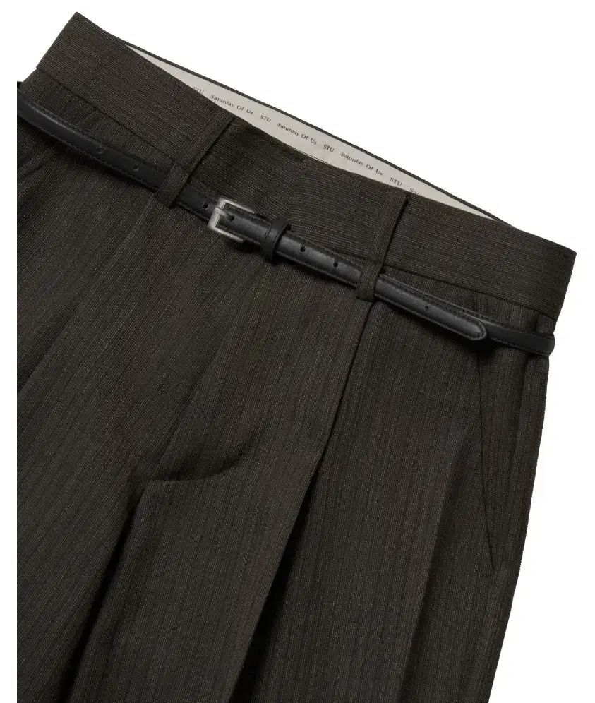 STU クリーズ ベルト スラックス チャコール S