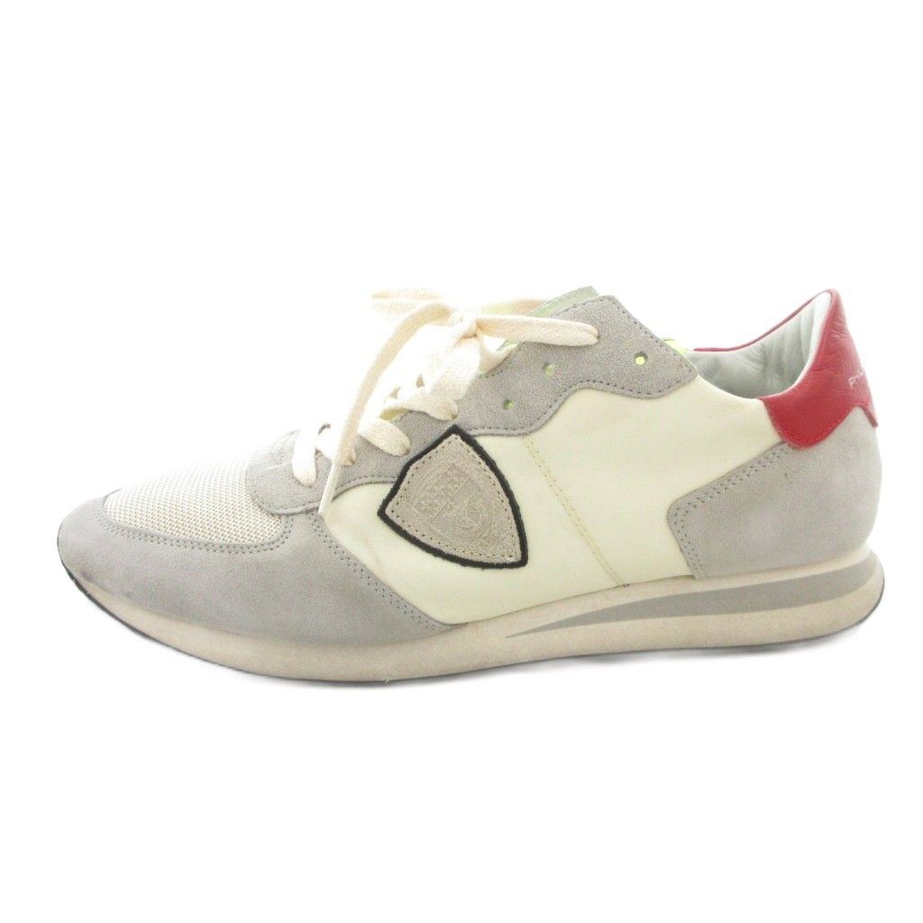 フィリップモデル MODEL スニーカー シューズ ローカット 42 グレー 赤 レッド メッシュパネル サイドロゴパッチ |FF GY 19