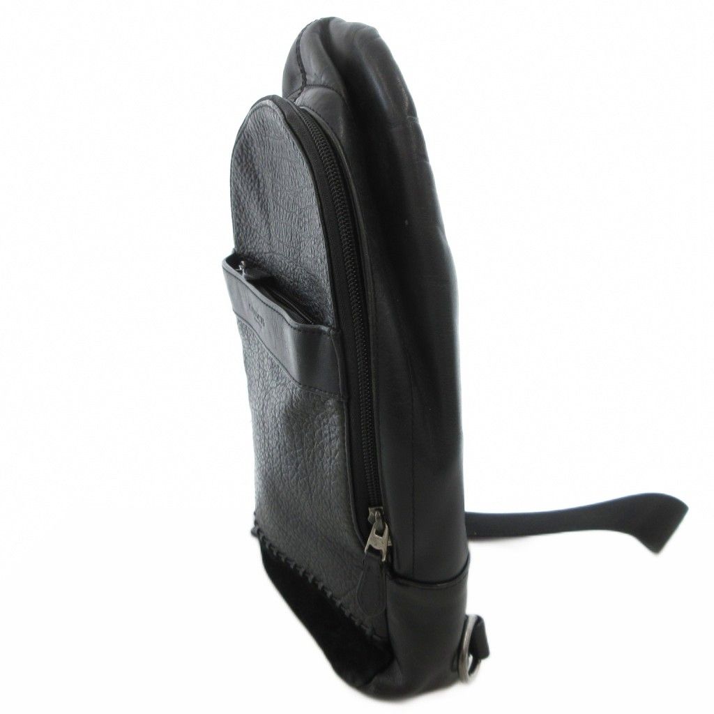 コーチ COACH ボディバッグ ショルダー レザー ロゴ 黒 ブラック