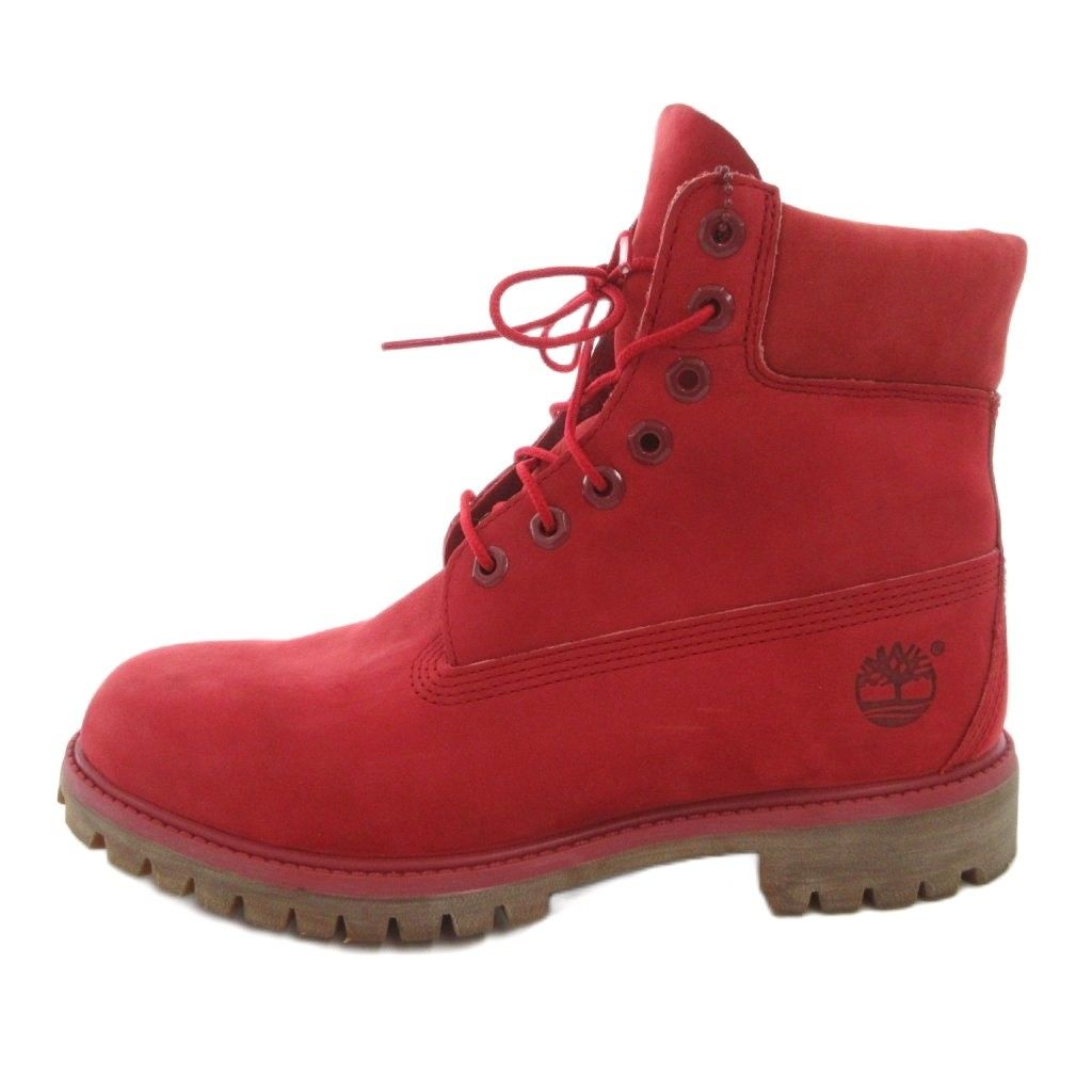 ティンバーランド Timberland ショートブーツ レザー 26.5 赤 レッド レースアップ ロゴ |FF GY 18
