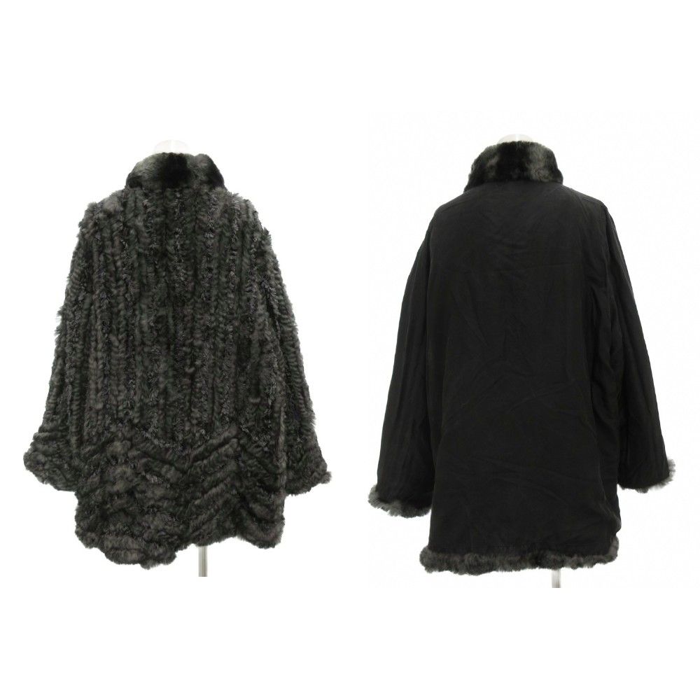 ノーブランド リバーシブル ロングコート ラビットファー 毛皮 絹