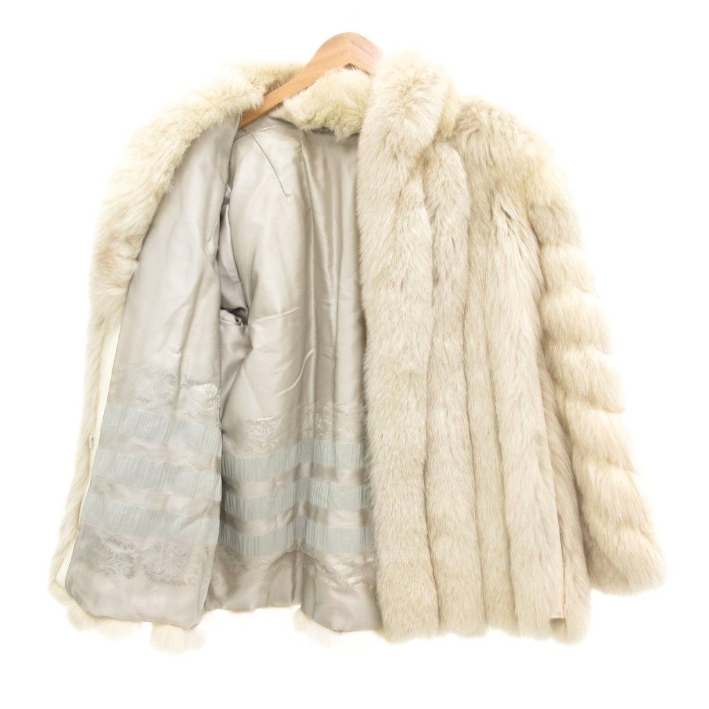 美品　SAGA FOX　サガフォックス　コート　ホワイトミックス　ファー サガフォックス SAGA FOX 銀サガ ファーコート 毛皮 フォックス ミドル
