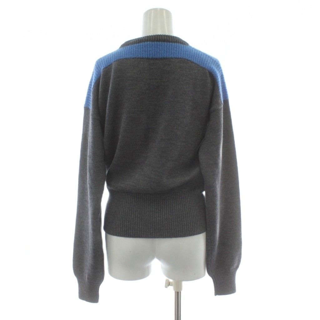 ミュウミュウ miumiu ニット ウール 42 グレー 長袖 ラウンドネック 肩