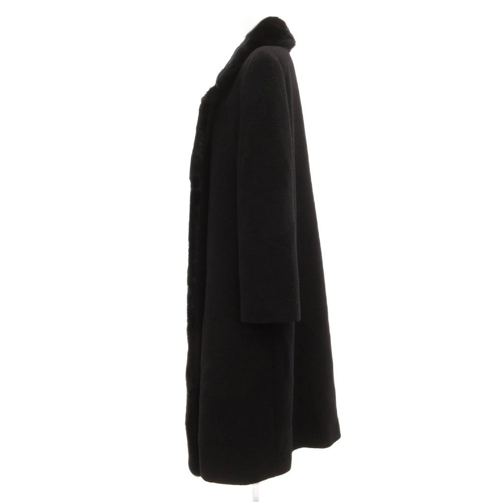 【中古】クリスチャンオジャール CHRISTIAN AUJARD ミンクファー ショール カシミヤ コート 着流し 美品 9 ブラック クリスチャンオジャール CHRISTIAN AUJARD ロングコート ウール