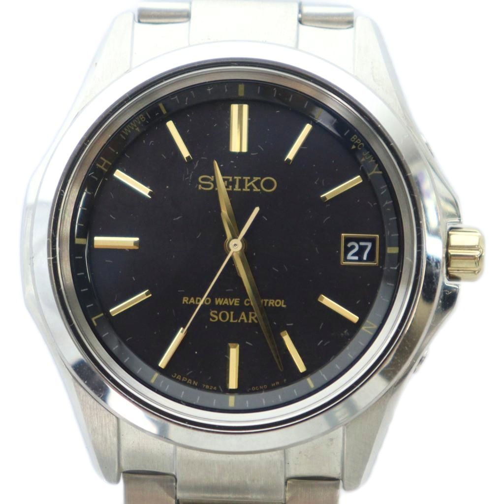 セイコー SEIKO 7 B 24-0 BN 0 ブライツ 腕時計 ウォッチ クォーツ カレンダー付き デイト 黒文字盤 シルバー色 GY 18 |MQ
