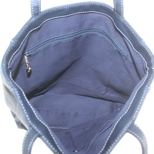 キタムラ Kitamura トートバッグ ハンド レザー ロゴ 紺 ネイビー /XZ