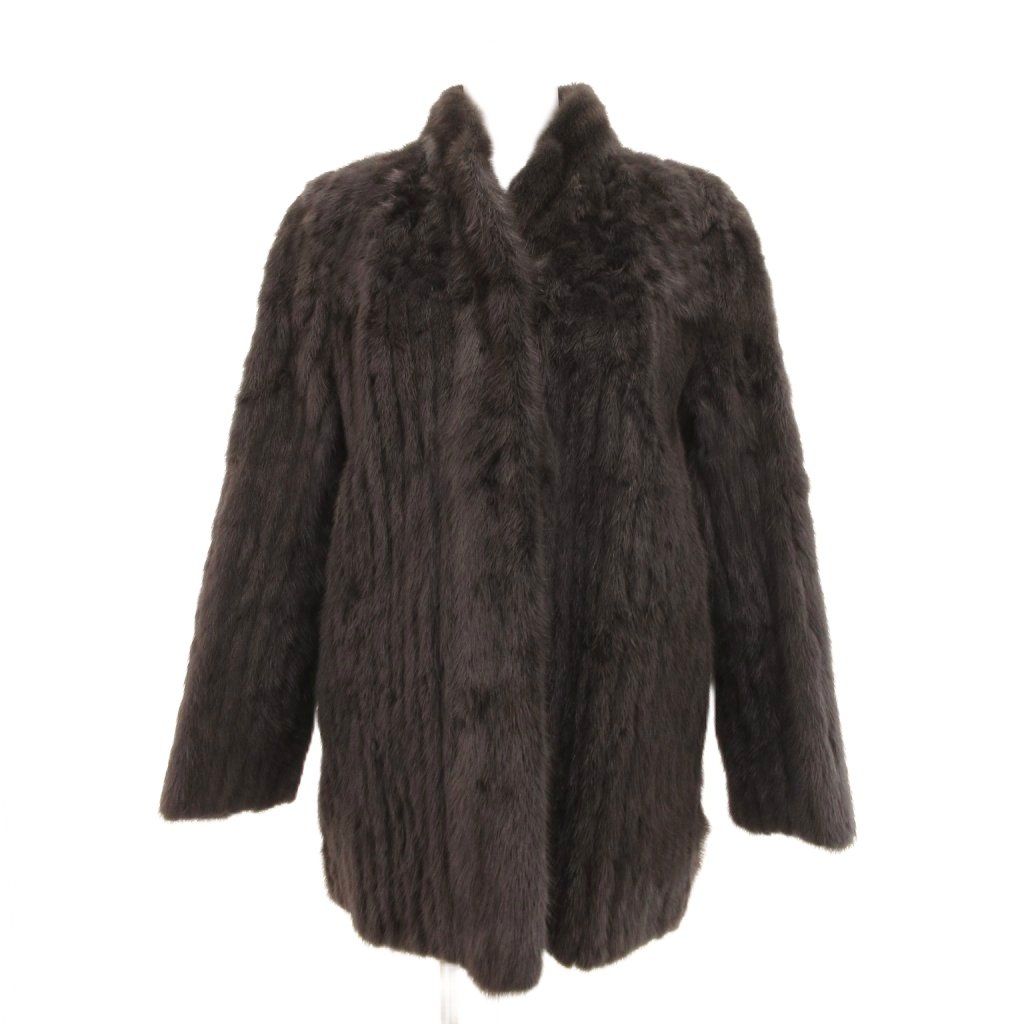 エンバ EMBA ファーコート ミンク ハーフ 毛皮 ストライプ 11 グレー