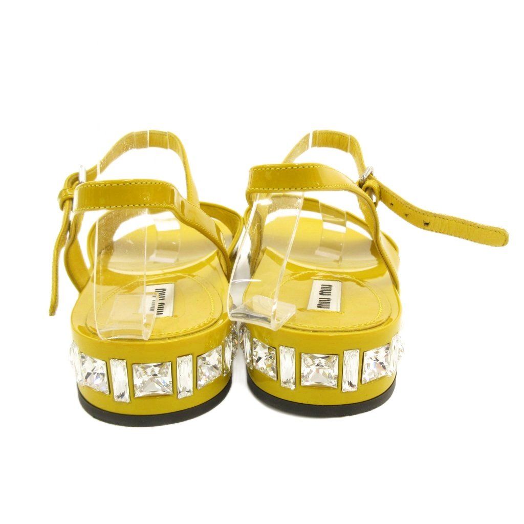 MIU MIU ストラップサンダル エナメル 茶 レッド オレンジ 36 伊製 MIU MIU ストラップサンダル エナメル 茶 レッド オレンジ 36 伊製 MIU