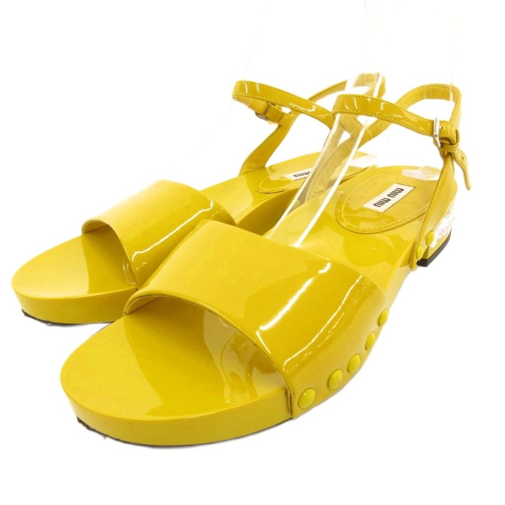 激カワ♪MIU MIU ミュウミュウ ビジュー Tストラップ エナメル サンダル 激カワ♪MIU MIU ミュウミュウ ビジュー Tストラップ エナメル