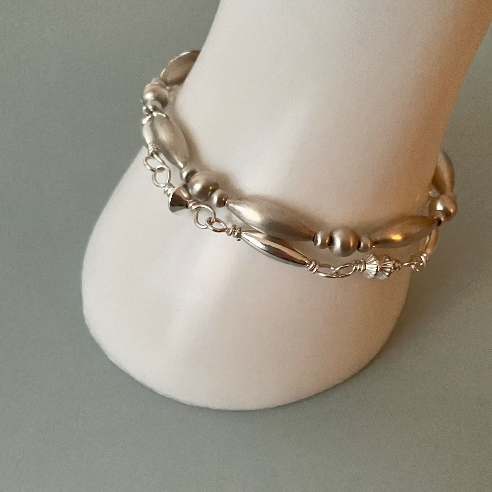 All silver925 つけっぱなしOK錆びないビーズ ブレスレット19cm メンズ