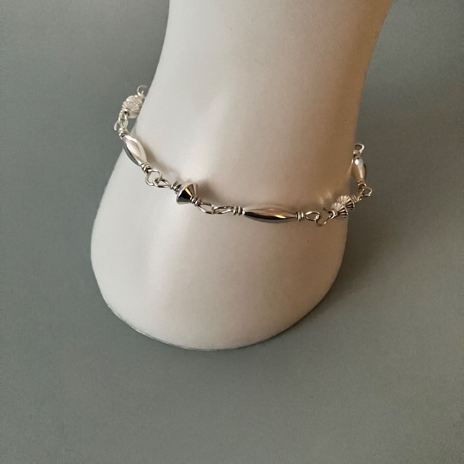 All silver925 つけっぱなしOK錆びないビーズ ブレスレット19cm メンズ