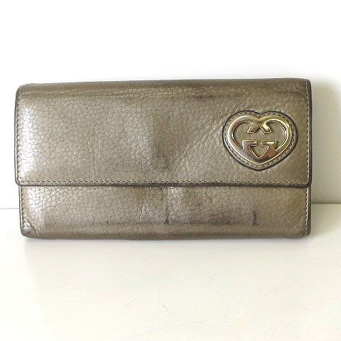 グッチ 長財布 ラブリーハート インターロッキング GG柄 レザー ブラウン GUCCI（グッチ） 長財布 二つ折り 小銭入れ ウォレット グッチシマ