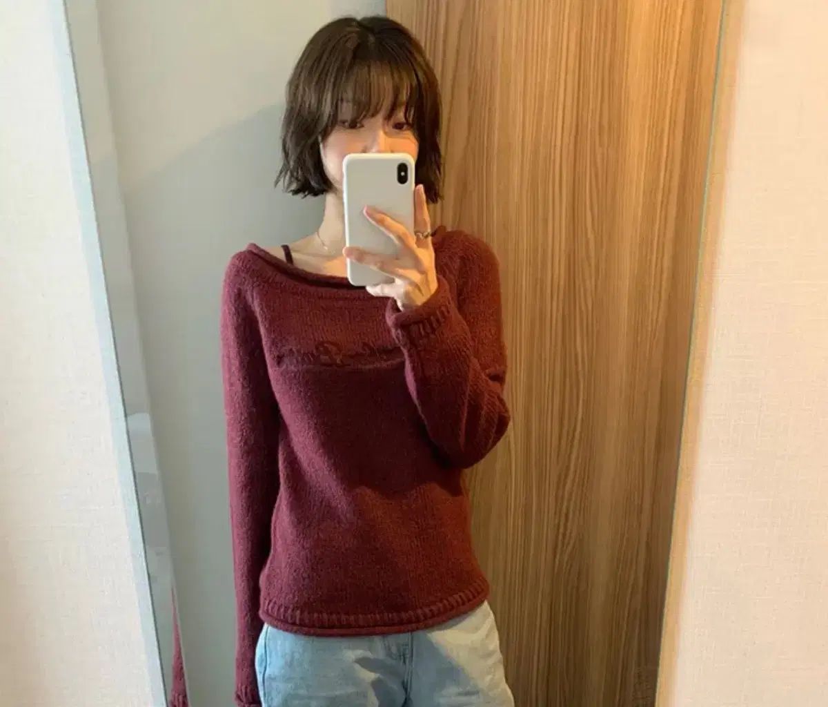 サムウェアバター ボールド ロゴ アルパカ ボートネック ニット グレープ boat knit