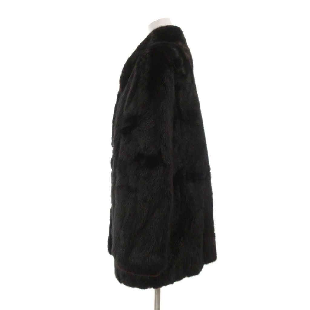 高級！サガミンク　銀サガ　ファーコート　毛皮　コート　ミドル丈 紗椎 SAGA MIMK 銀サガ ファーコート 毛皮コート ミドル丈 F 黒