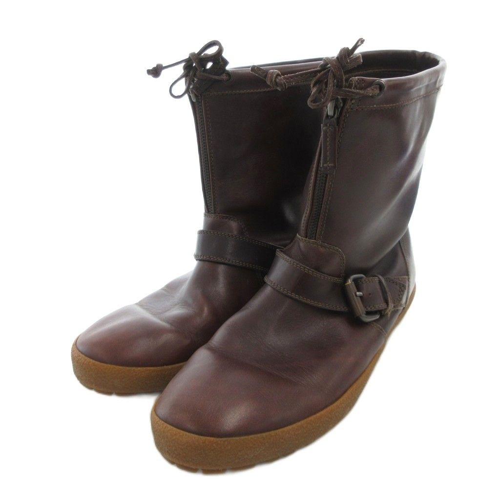 モンクレール MONCLER ショートブーツ シューズ レザー ロゴ ベルトデザイン 44 茶 ブラウン |FF GY 11