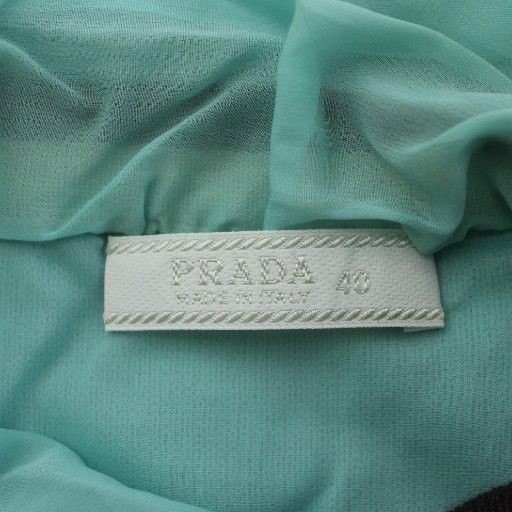 プラダ PRADA ノースリーブ ニット 絹 シルク 40 青 ブルー 無地