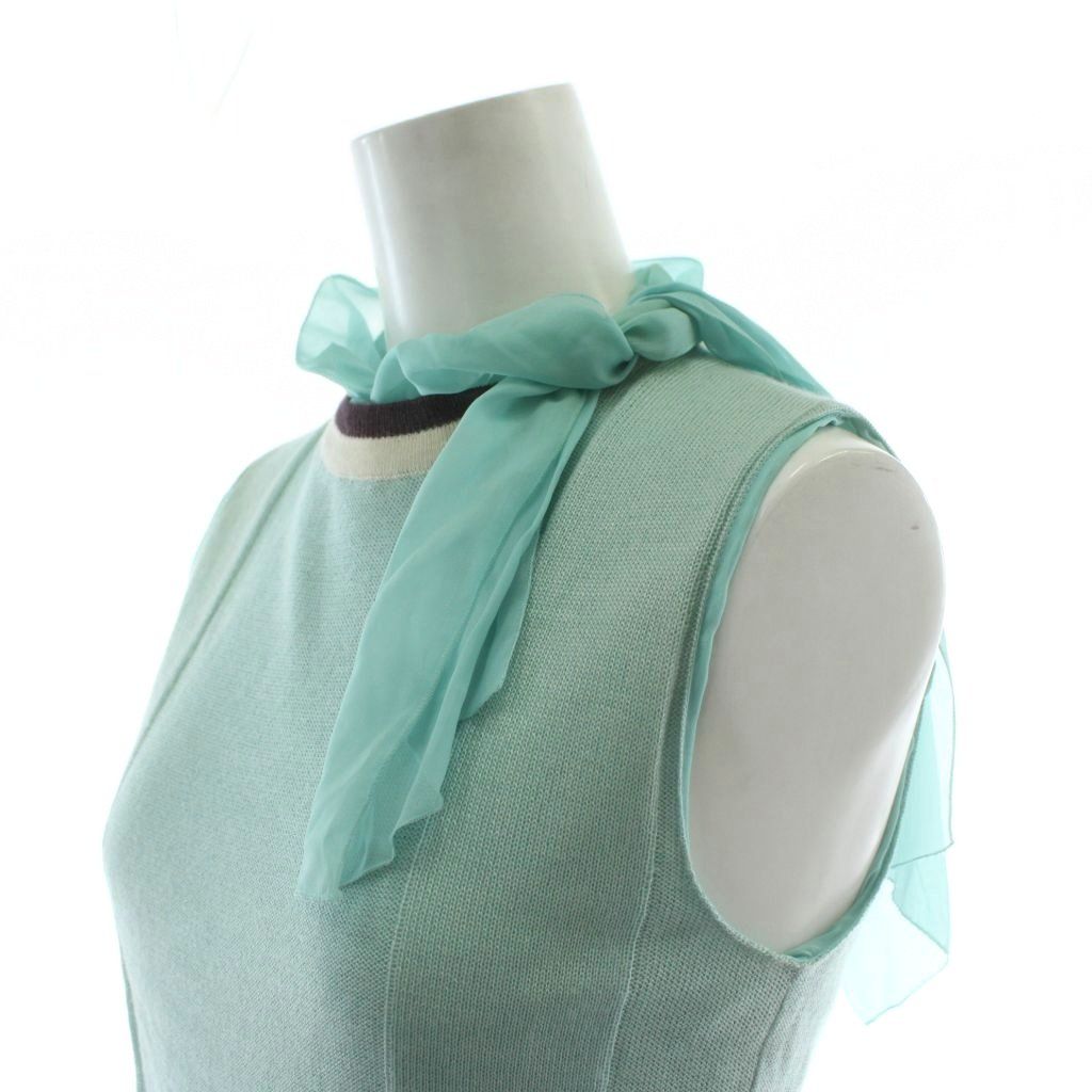 プラダ PRADA ノースリーブ ニット 絹 シルク 40 青 ブルー 無地