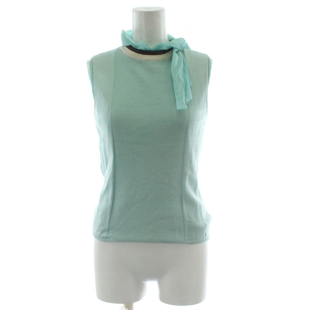 プラダ PRADA ノースリーブ ニット 絹 シルク 40 青 ブルー 無地