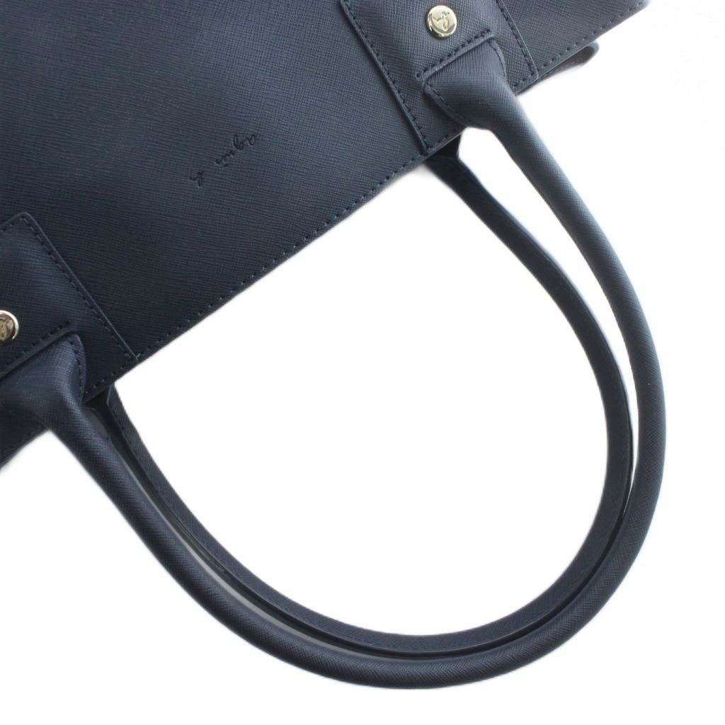 アニエスベー agnes b. トートバッグ ハンド 牛革 レザー ロゴ 紺