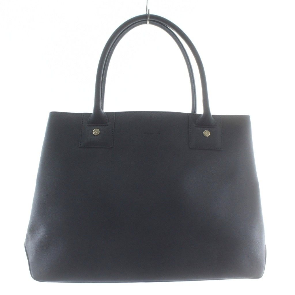 u*5様 agnes.b アニエスべー オールレザー　ビジネスバッグ　ネイビー アニエスベー agnes b. トートバッグ ハンド 牛革 レザー ロゴ 紺