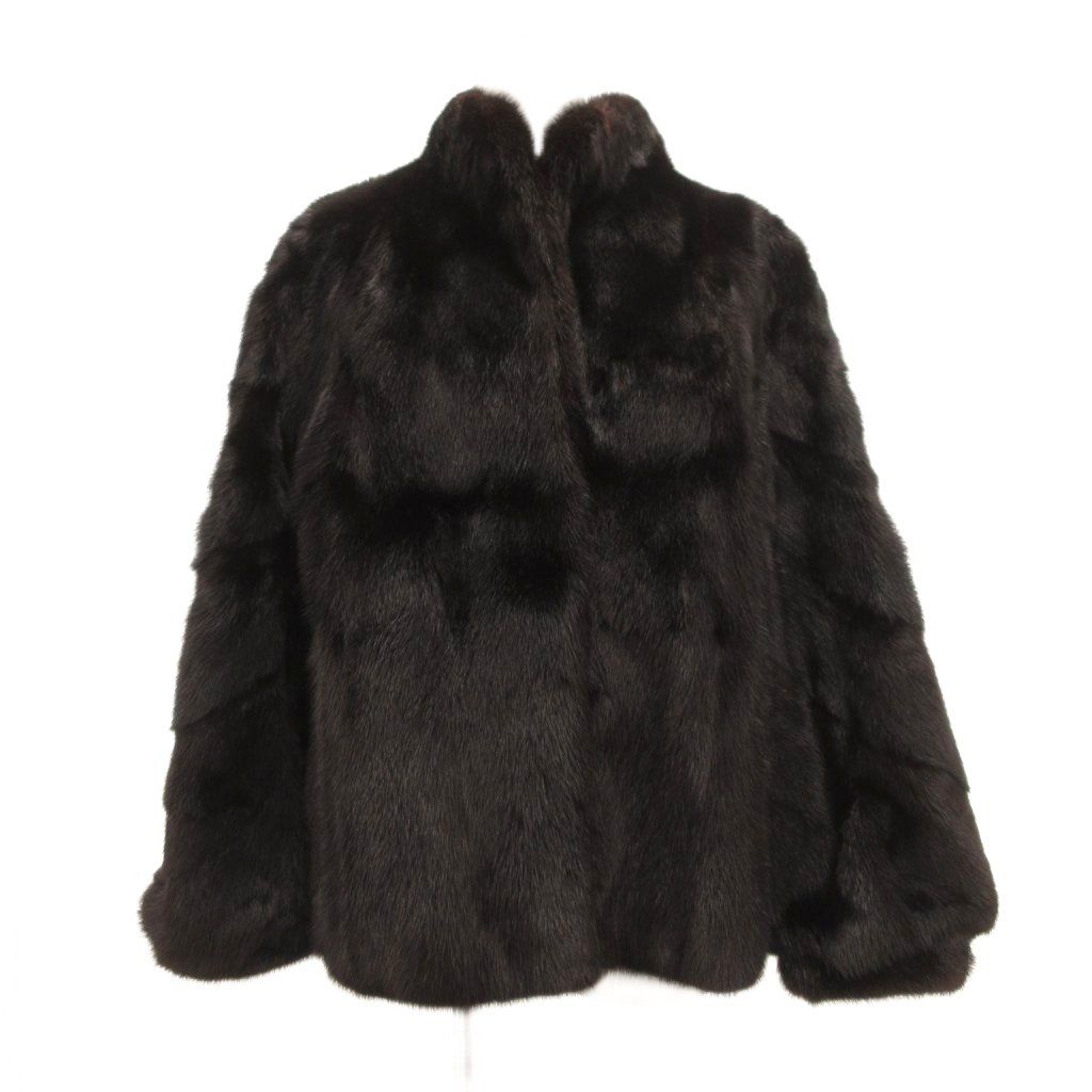 ノーブランド ミンクファーコート 毛皮 ミドル丈 ハーフ 黒 ブラック |JS GY 18