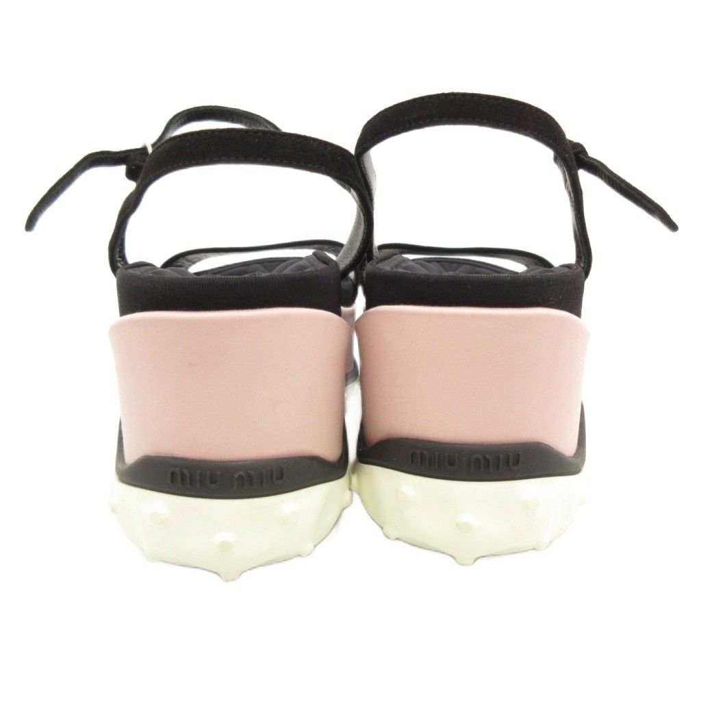 ミュウミュウ miumiu スポーツサンダル ストラップ 厚底 37 ピンク 黒