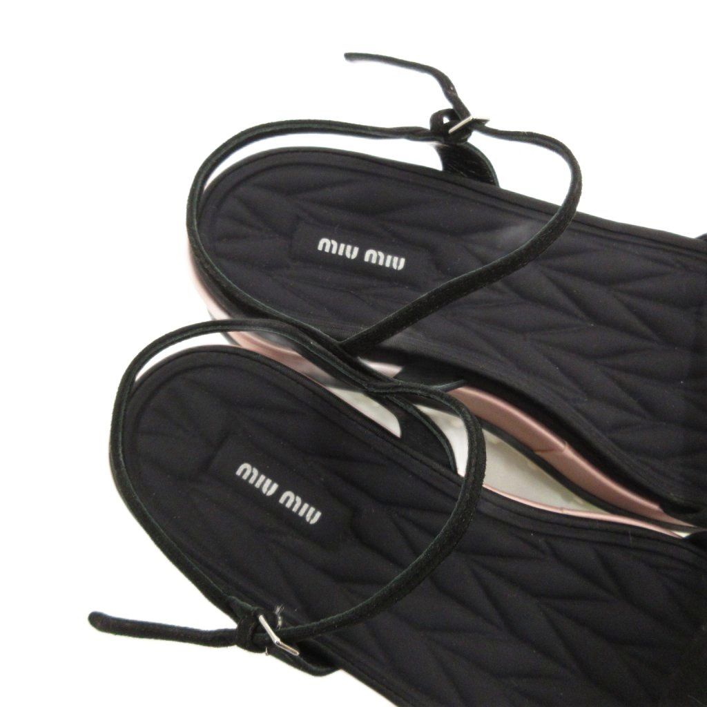 ミュウミュウ miumiu スポーツサンダル ストラップ 厚底 37 ピンク 黒