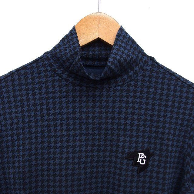 ⭐️超美品 正規品 パーリーゲイツ ボーダー ハイネック シャツ サイズ：5⭐️ 12G部分ジャガードカシミヤタッチコットンハイネックニットプル