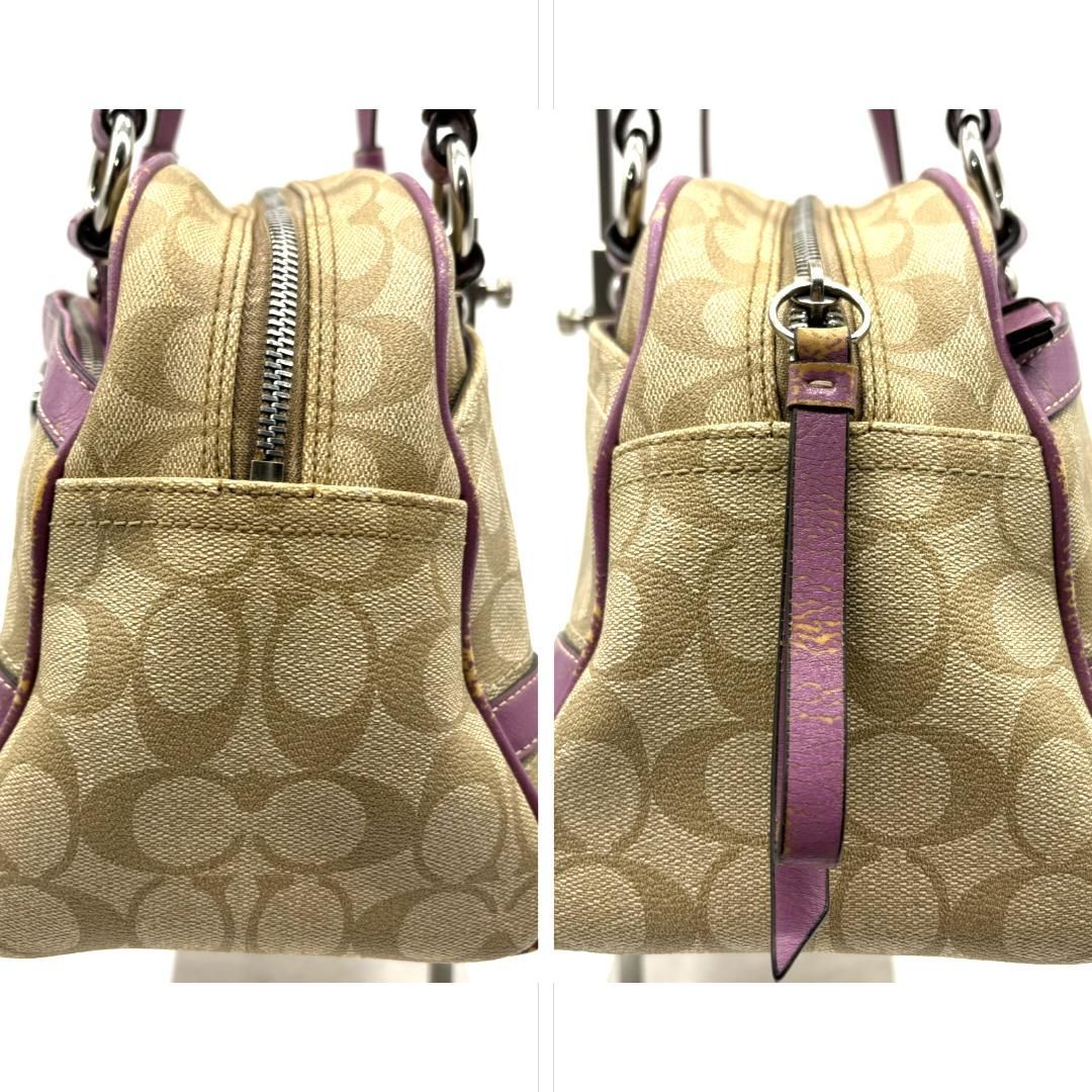 美品！COACHコーチ ハンドバッグ　シグネチャーPVC　ミニボストンバッグ コーチ COACH トートバッグ ミニボストンバッグ シグネチャー PVC