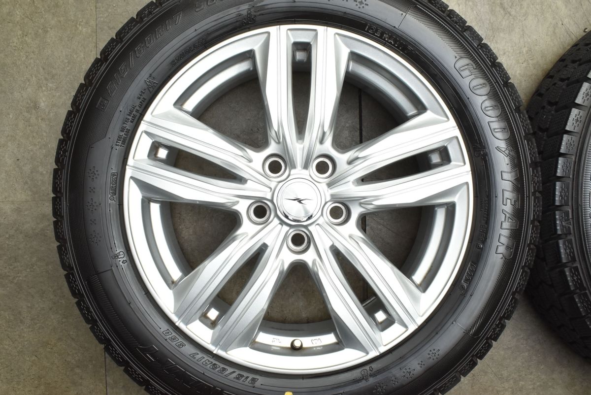  バリ溝 Weds ジョーカー 17 in 7 J 39 PCD 114.3 グッドイヤー アイスナビ7 215|60 R カローラクロス アルファード ヴェルファイア 17インチ タイヤ ホイールセット