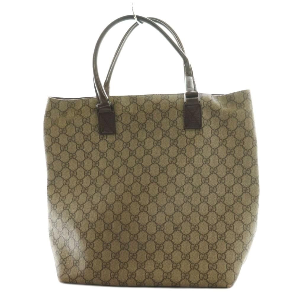 グッチ GUCCI GGスプリーム トートバッグ レザー 茶 ブラウン ベージュ |SS OS