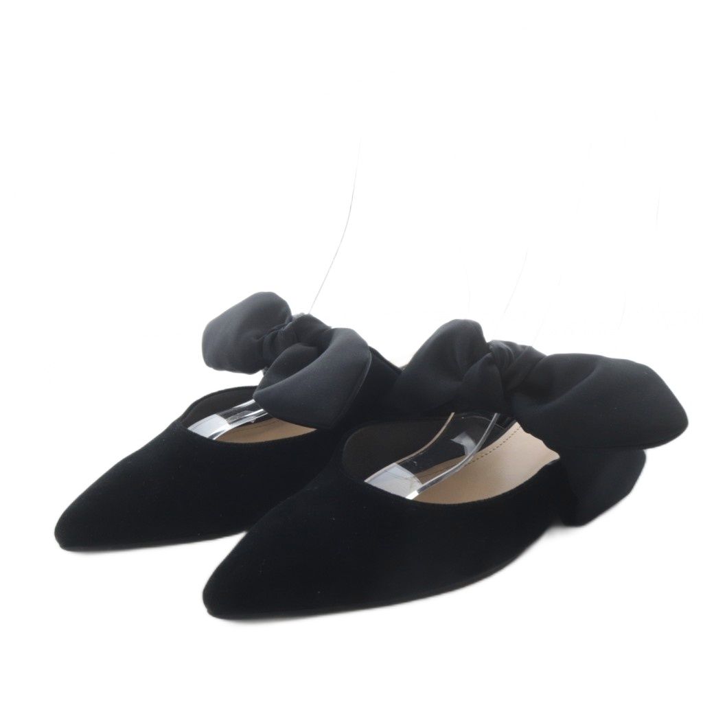 オーガスタ OHGA ミュール パンプス フラット リボンモチーフ サテン