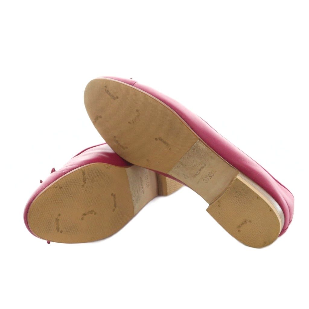 シャネル CHANEL バレエシューズ ココマーク ラムスキン リボン 37.5