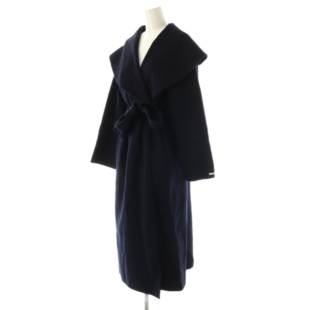 美品★ セルフォード フーデッド リバーコート ネイビー 36　D682 セルフォード CELFORD レースリバーコート 36 ネイビー /DO □OS