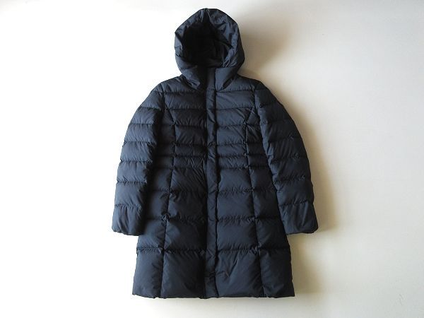 美品✨インディヴィ タフタ フーデット ダウンコート ロング ネイビー 38 美品✨インディヴィ タフタ フーデット ダウンコート ロング ネイビー