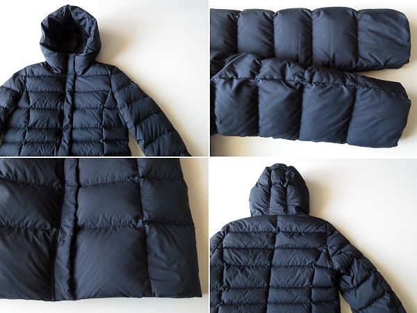 美品✨インディヴィ タフタ フーデット ダウンコート ロング ネイビー 38 美品✨インディヴィ タフタ フーデット ダウンコート ロング ネイビー