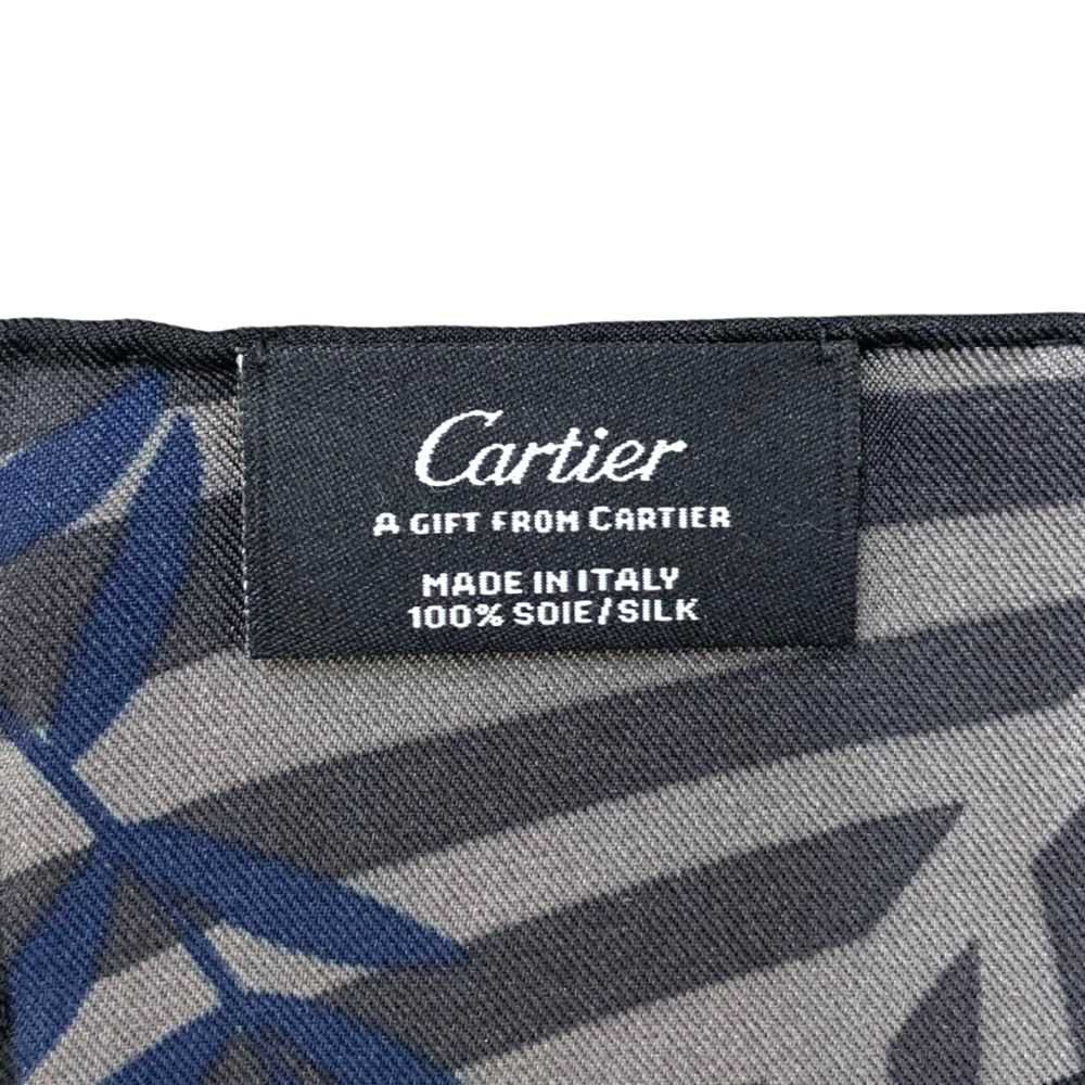 カルティエ スカーフ パンテール グレー ネイビー シルク ノベルティ